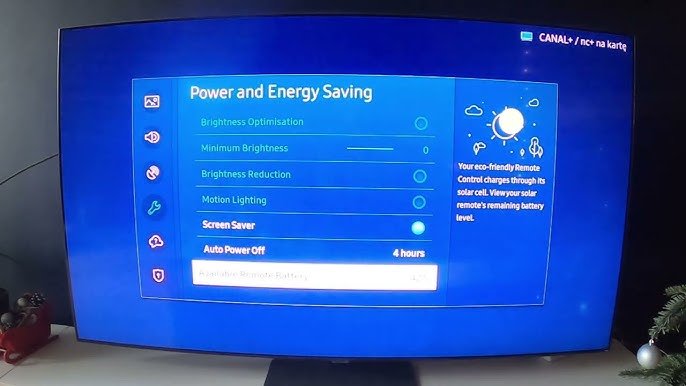 Smart TV power and energy-saving settings used to manage device consumption