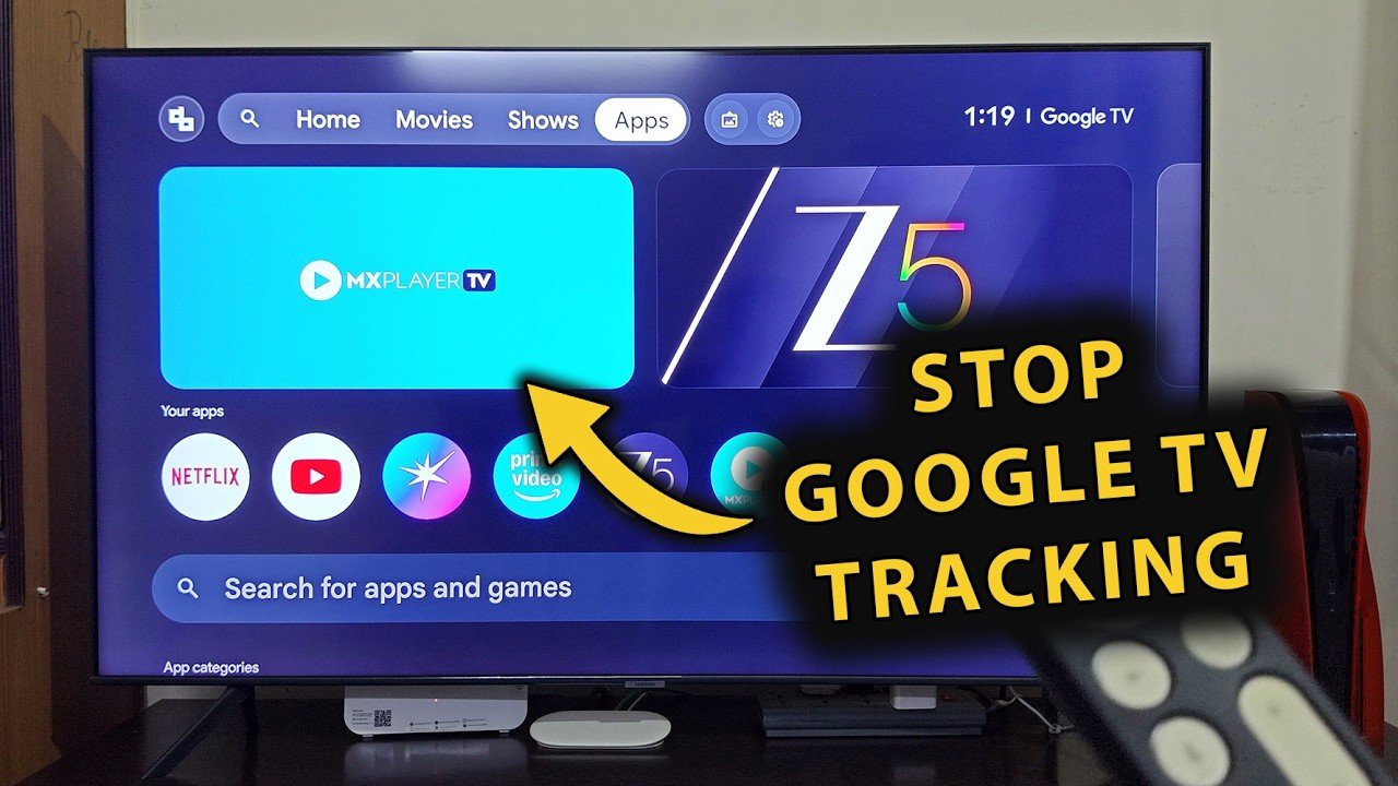 Google TV privacy settings screen for reviewing tracking and location access