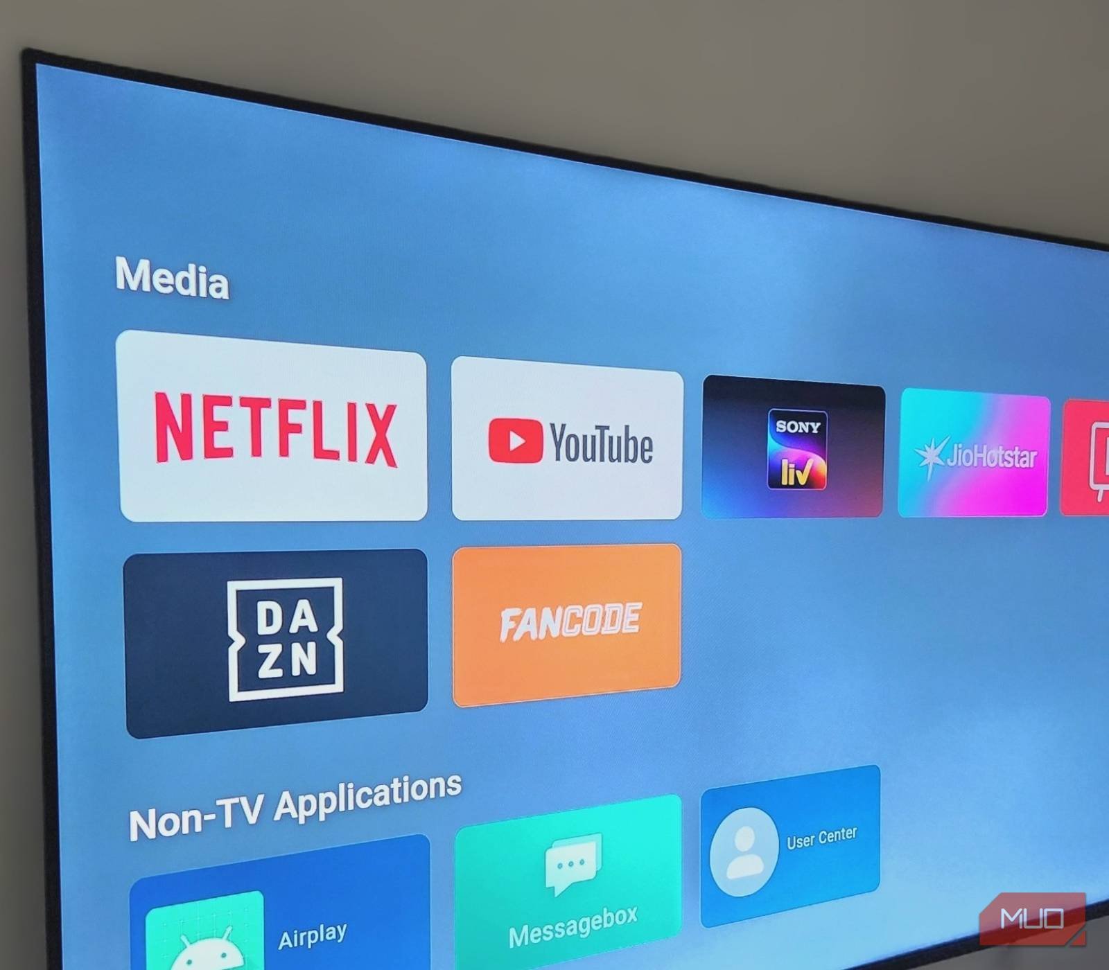 Smart TV home screen showing apps and content rows used for platform discovery