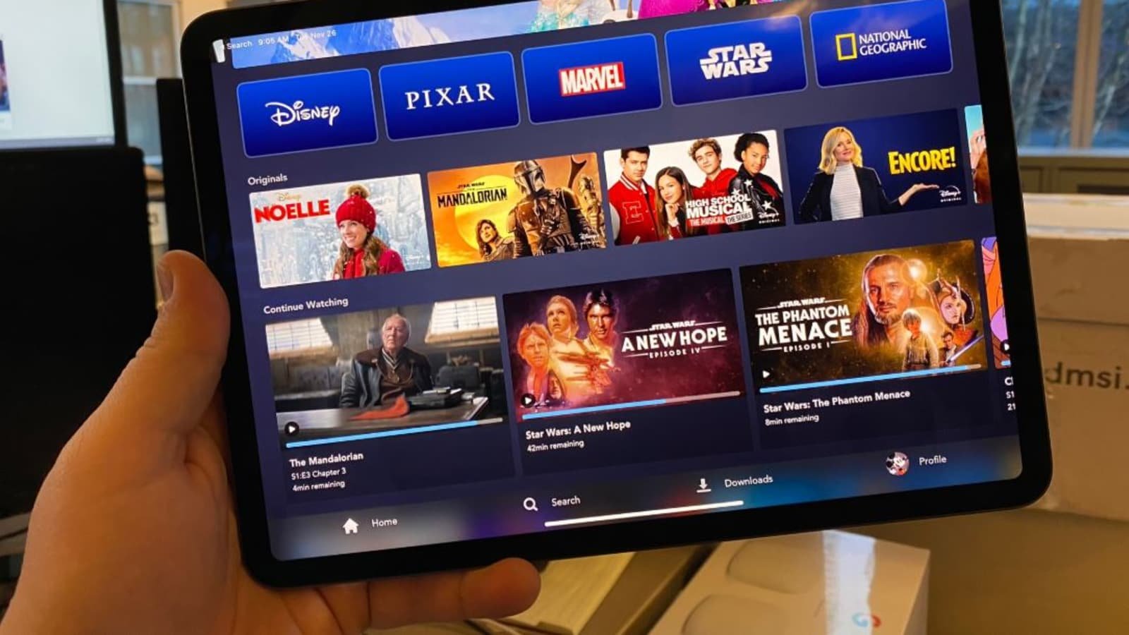 Streaming service continue-watching row showing a programme ready to resume