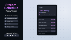 Streaming schedule widget interface illustrating recommendation and discovery components