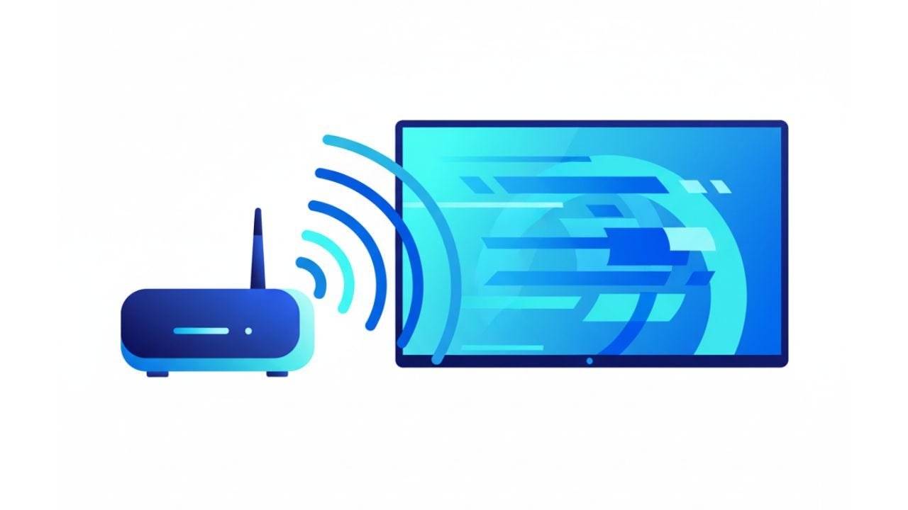 Television showing live sports streaming while network buffering and bitrate settings are reviewed