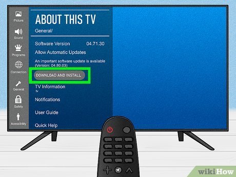 Smart TV software update screen showing firmware maintenance options