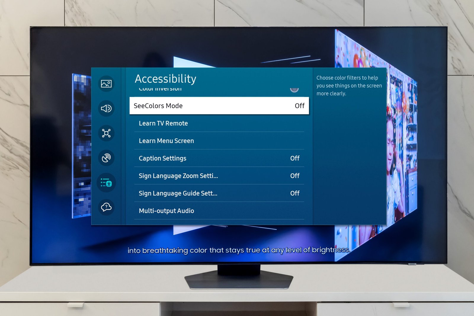 Smart TV accessibility settings that can be adjusted for different household viewers