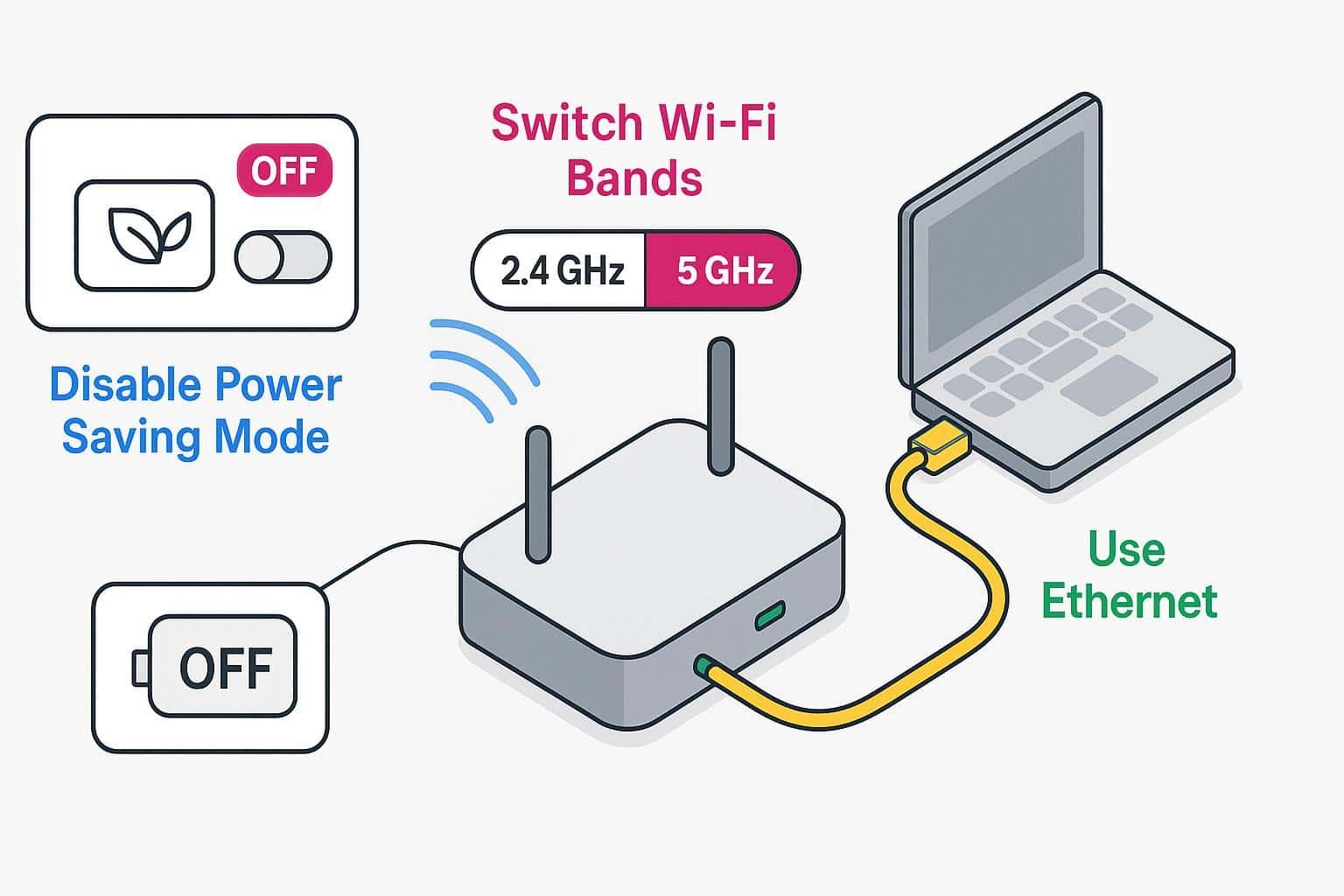 Home Wi-Fi troubleshooting setup for improving signal to a wall-mounted television