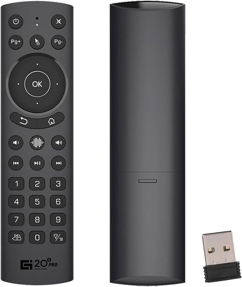 Backlit voice remote control showing buttons designed for easier viewing in low light