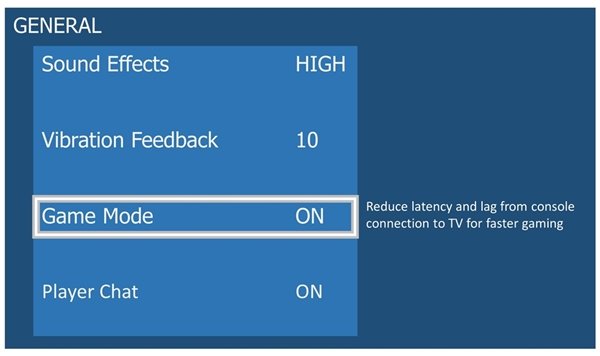 Television low-latency game mode setting for faster sports and gaming response